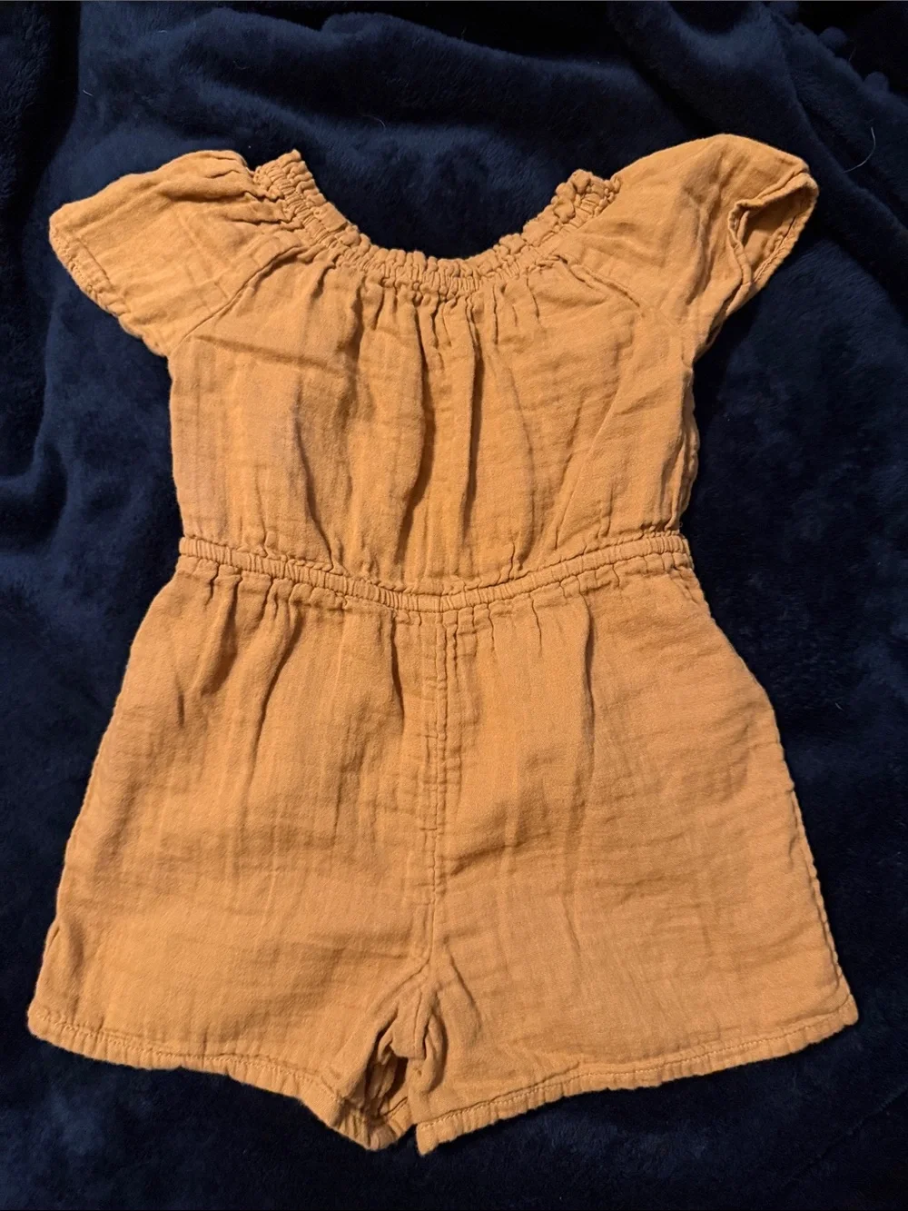 Old Navy Mustard Yellow Girls' Short Sleeve Romper